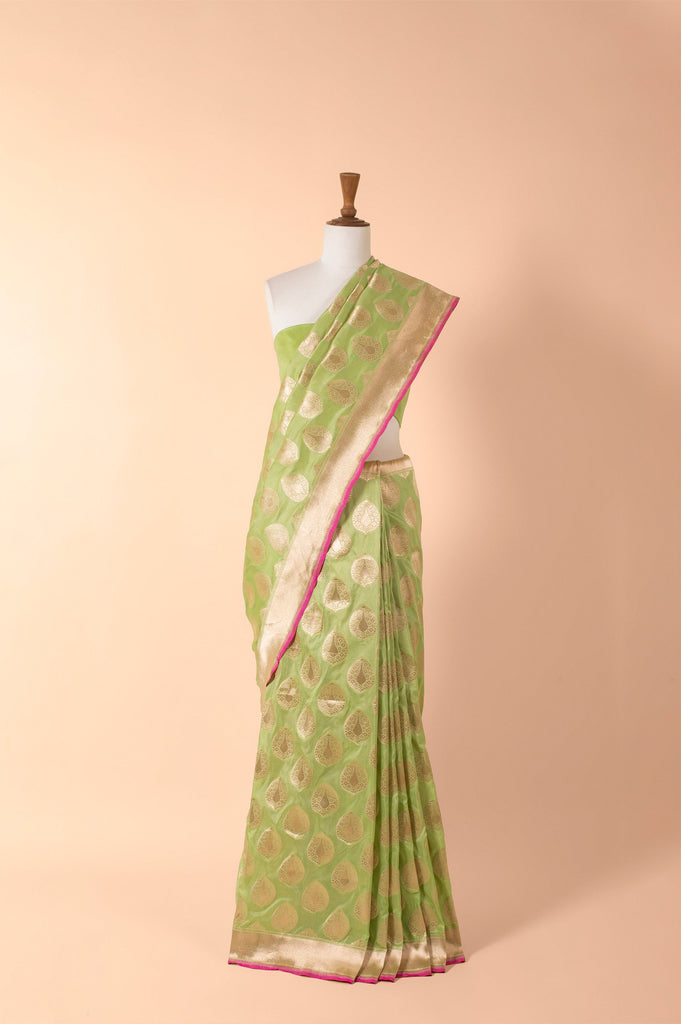 Handwoven Green Silk Sari