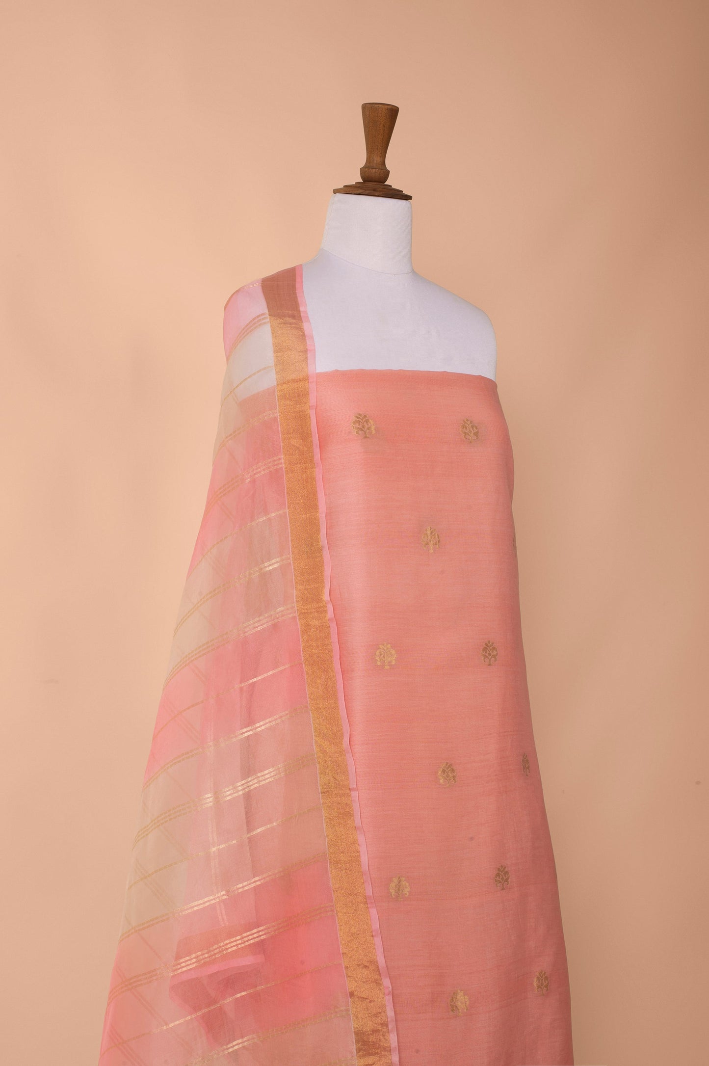 Handwoven Pink Chanderi Cotton Suit Piece