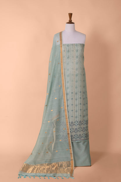 Handwoven Blue Digital Printed Chanderi Cotton Suit Piece