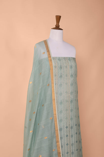 Handwoven Blue Digital Printed Chanderi Cotton Suit Piece