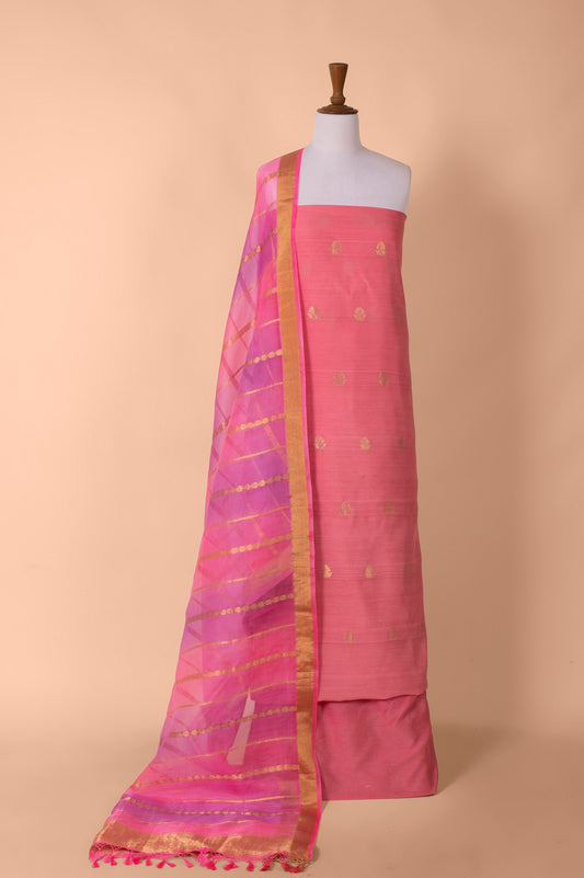 Handwoven Pink Silk Suit Piece