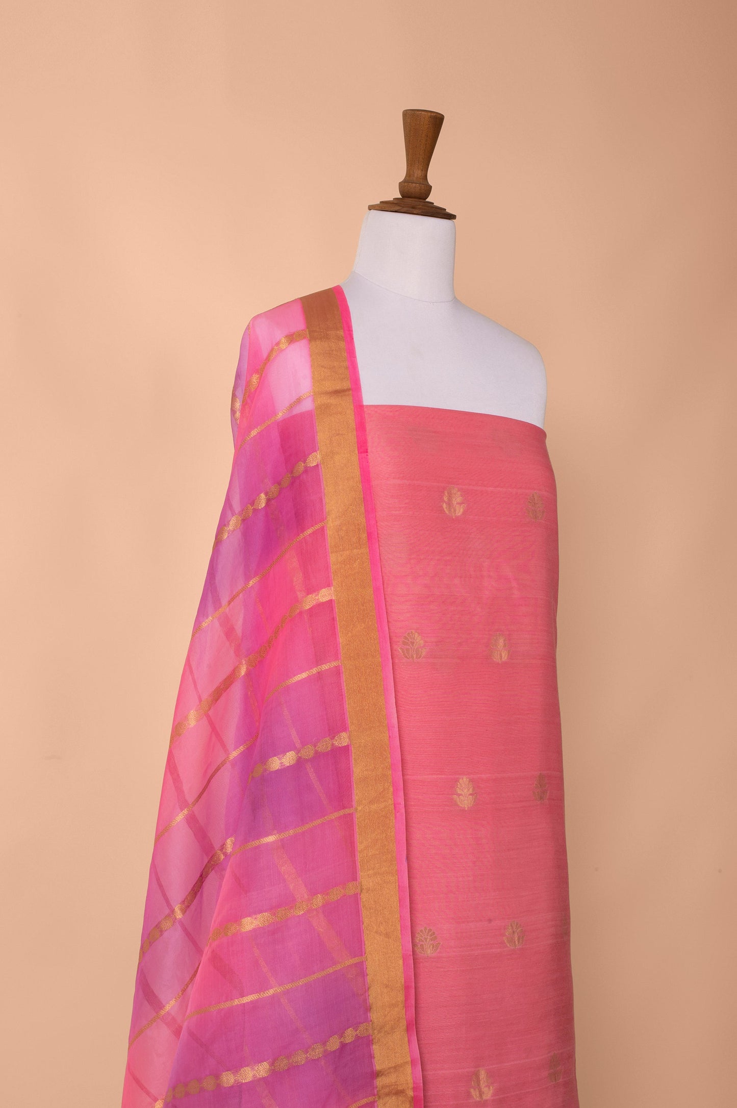 Handwoven Pink Silk Suit Piece