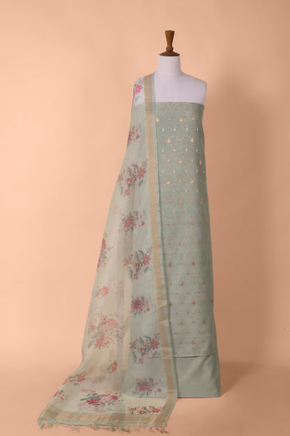 Handwoven Light Blue Digital Printed Chanderi Cotton Suit Piece