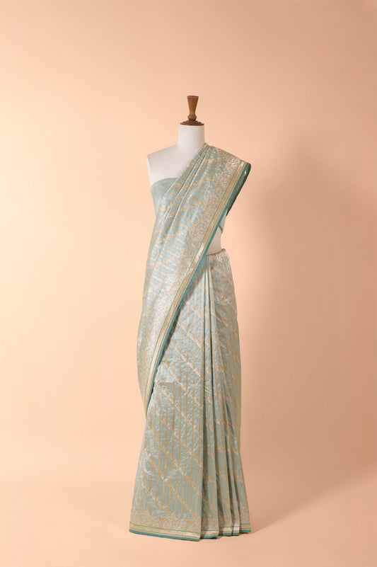 Handwoven Blue Silk Sari