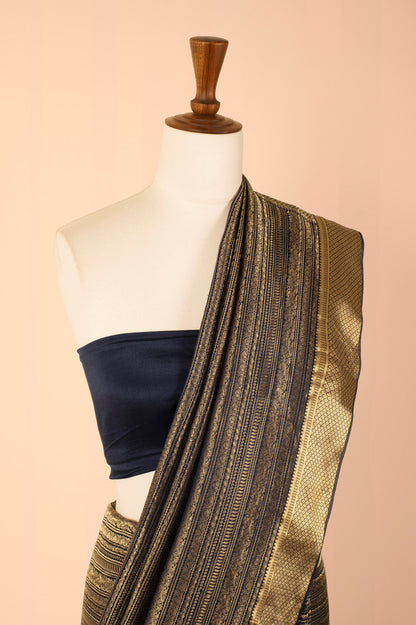 Handwoven Deep Blue Georgette Sari