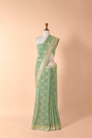 Handwoven Green Georgette Sari