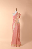 Handwoven Pink Georgette Sari