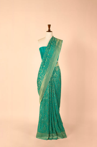 Handwoven Blue Georgette Saree