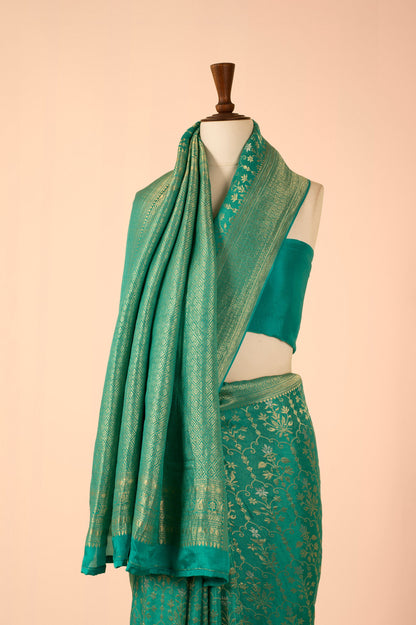 Handwoven Blue Georgette Saree