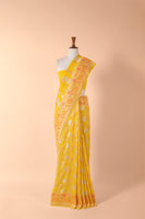 Handwoven Yellow Georgette Sari