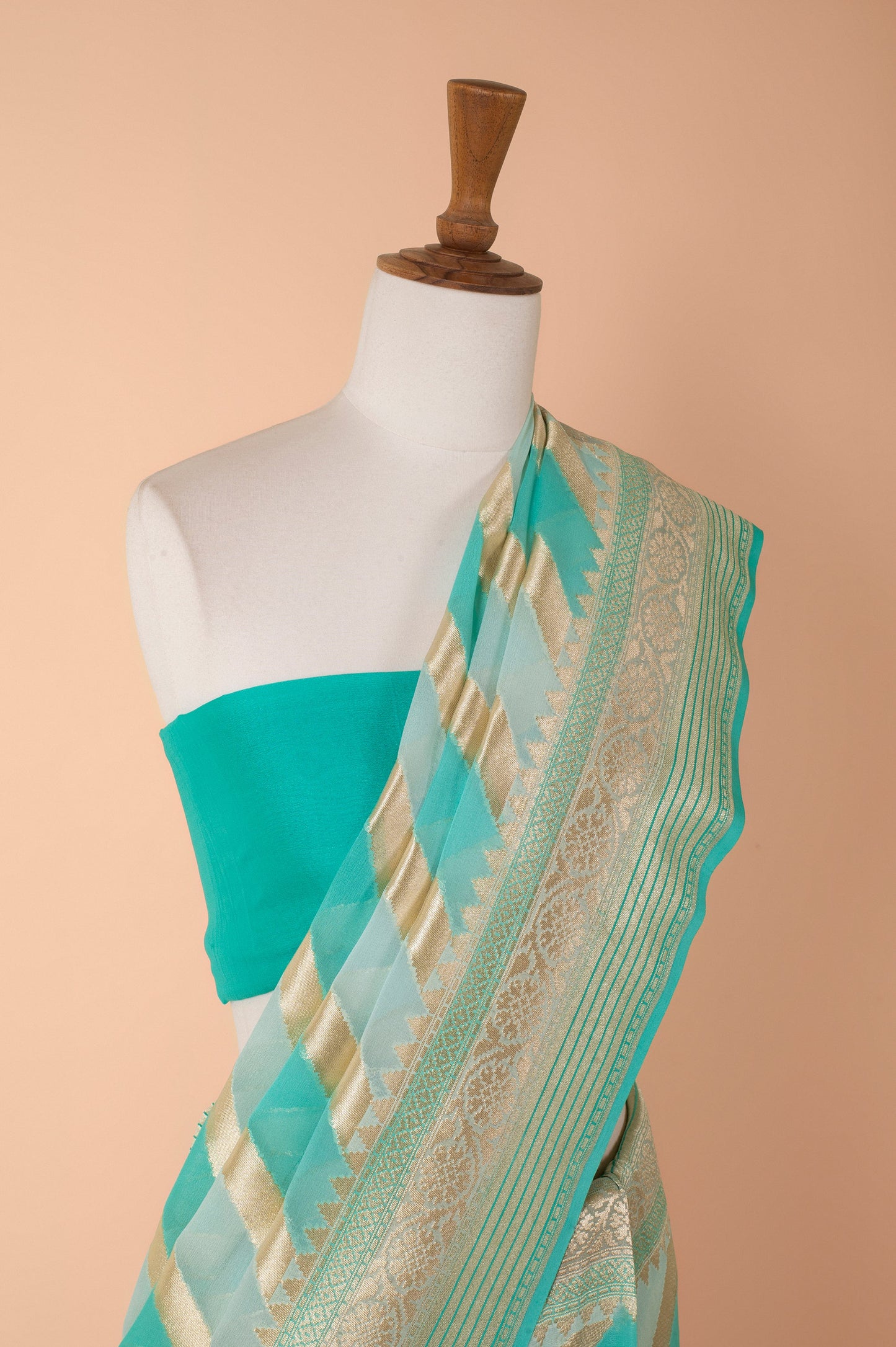 Handwoven Blue Georgette Sari