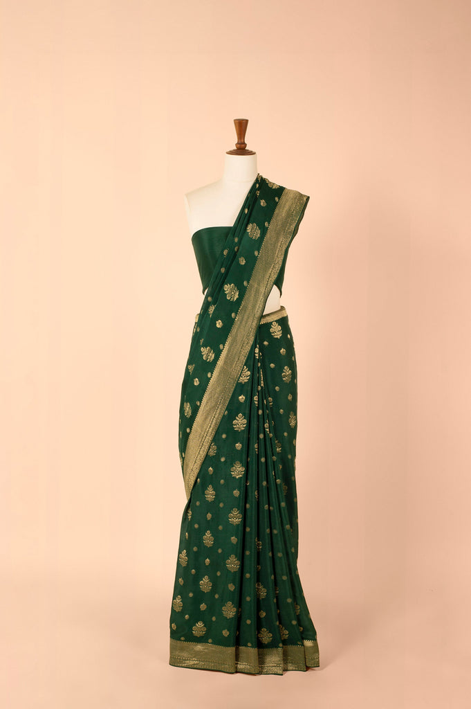 Handwoven Green Georgette Sari