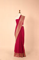 Handwoven Magenta Georgette Sari