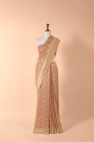 Handwoven Pink Georgette Sari