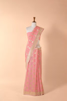 Handwoven Pink Georgette Sari