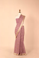 Handwoven Mauve Georgette Sari