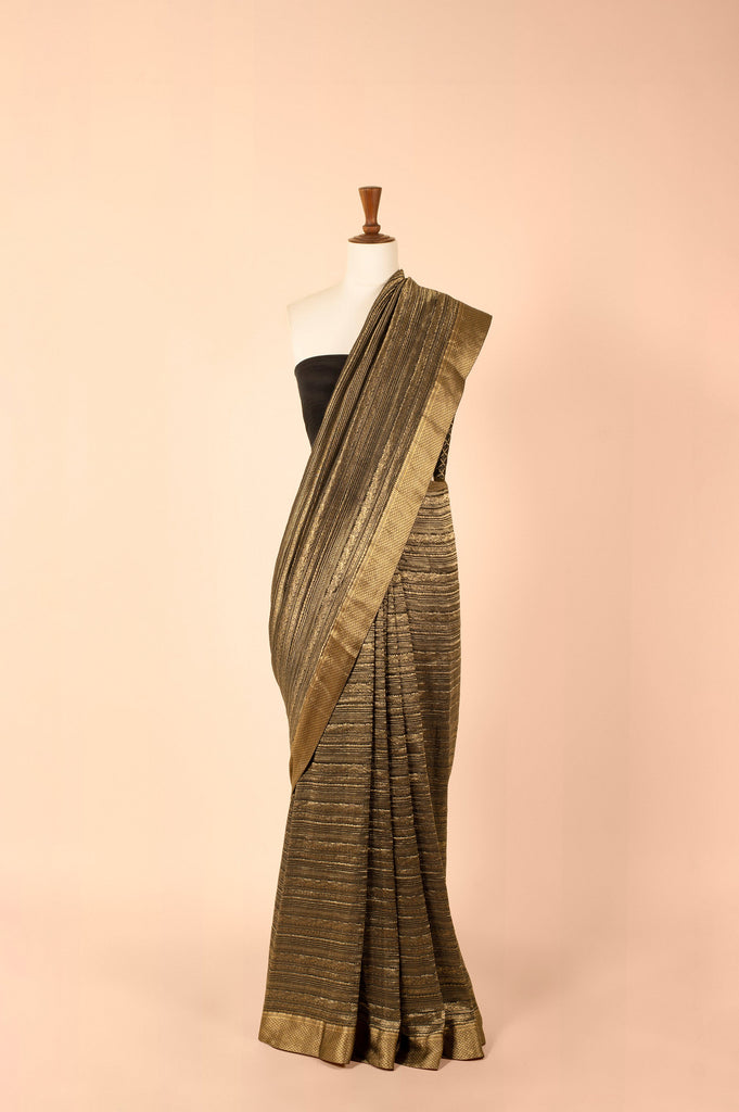 Handwoven Black Georgette Sari