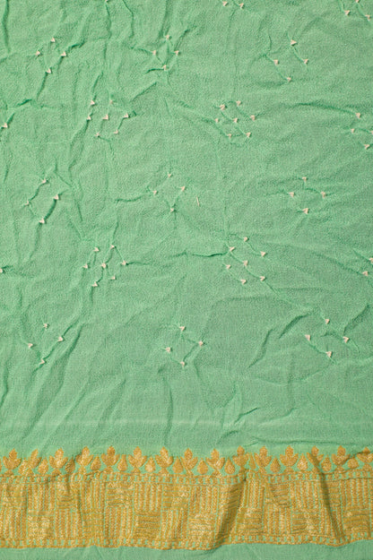 Handwoven Green Bandhani Sari