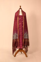 Handwoven Magenta Digital Printed Chanderi Suit Piece