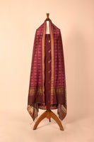 Handwoven Maroon Digital Printed Chanderi Suit Piece