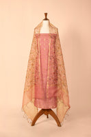 Handwoven Pink Digital Printed Chanderi Suit Piece