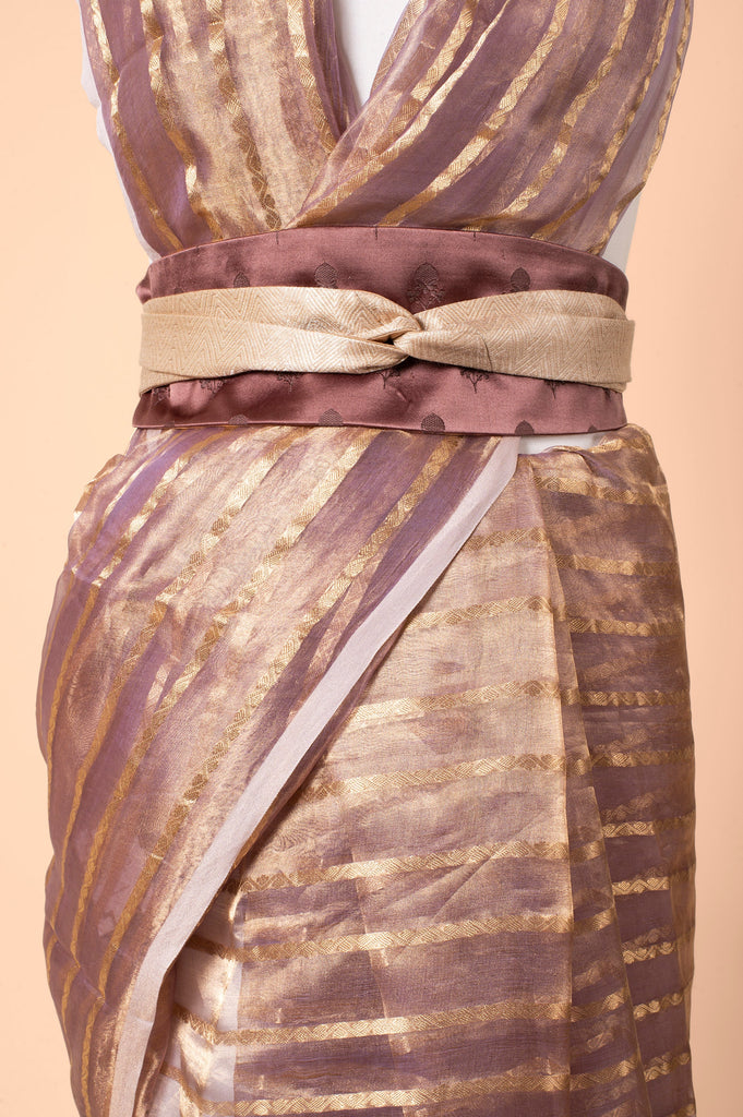 Handwoven Brown and Gold Silk Belt