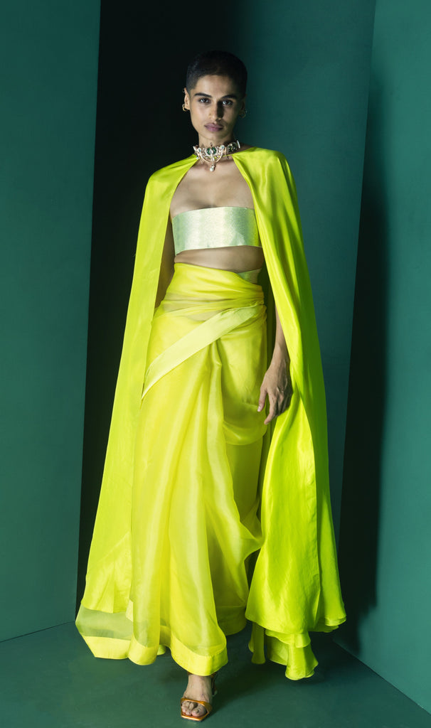 Lemon Green Silk Cape