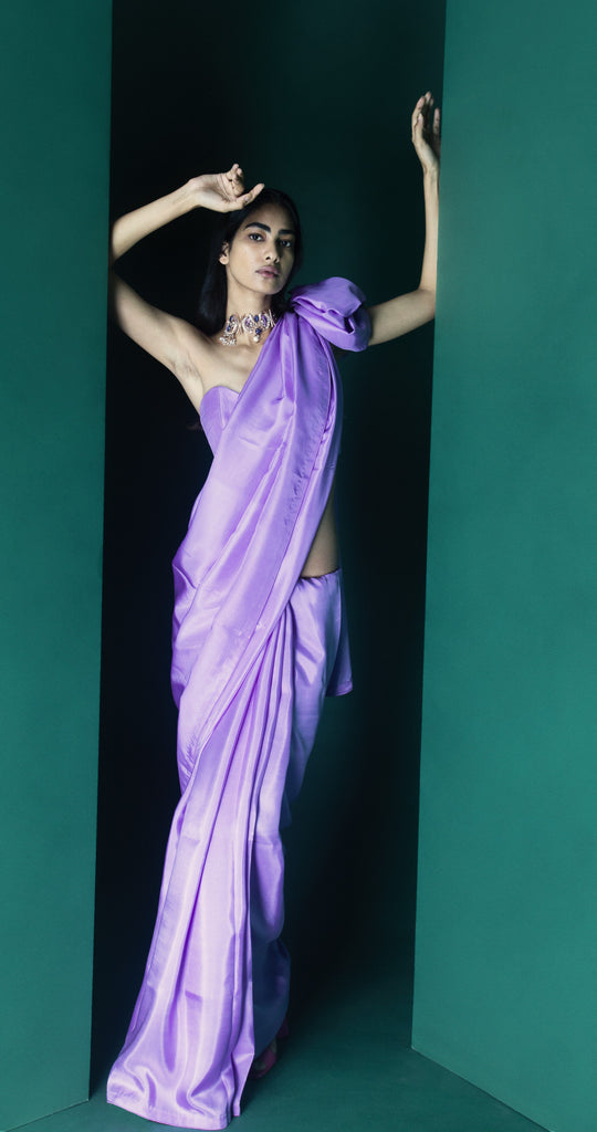 Handwoven Orchid Violet Silk Saree