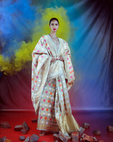 Handwoven Teal Tissue Sari