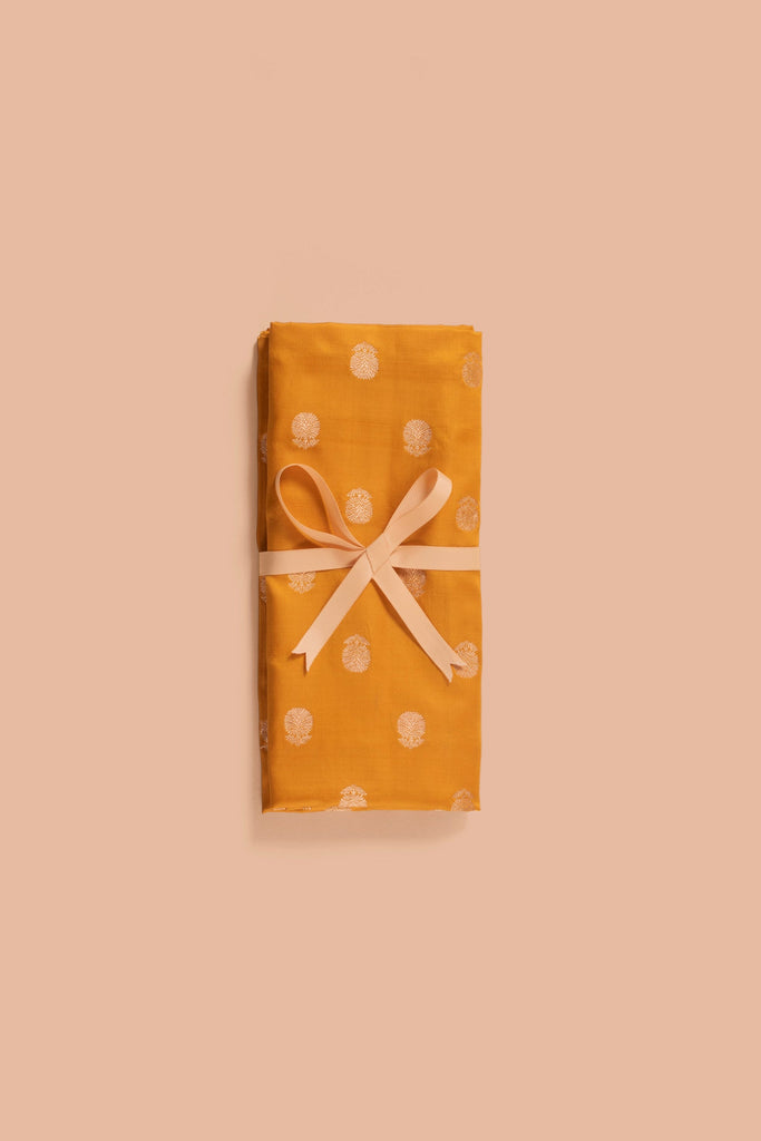 Handwoven Yellow Satin Silk Blouse Fabric