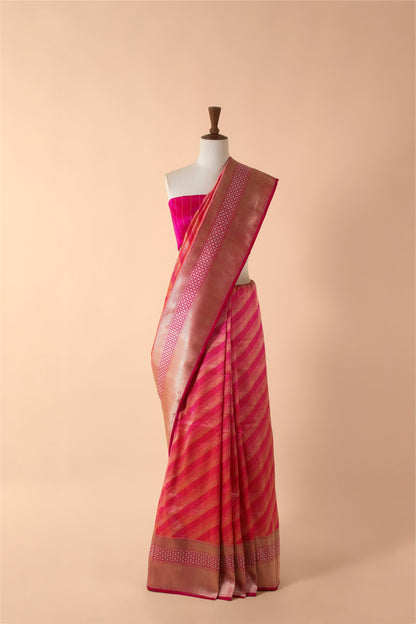 Handwoven Pink Silk Sari