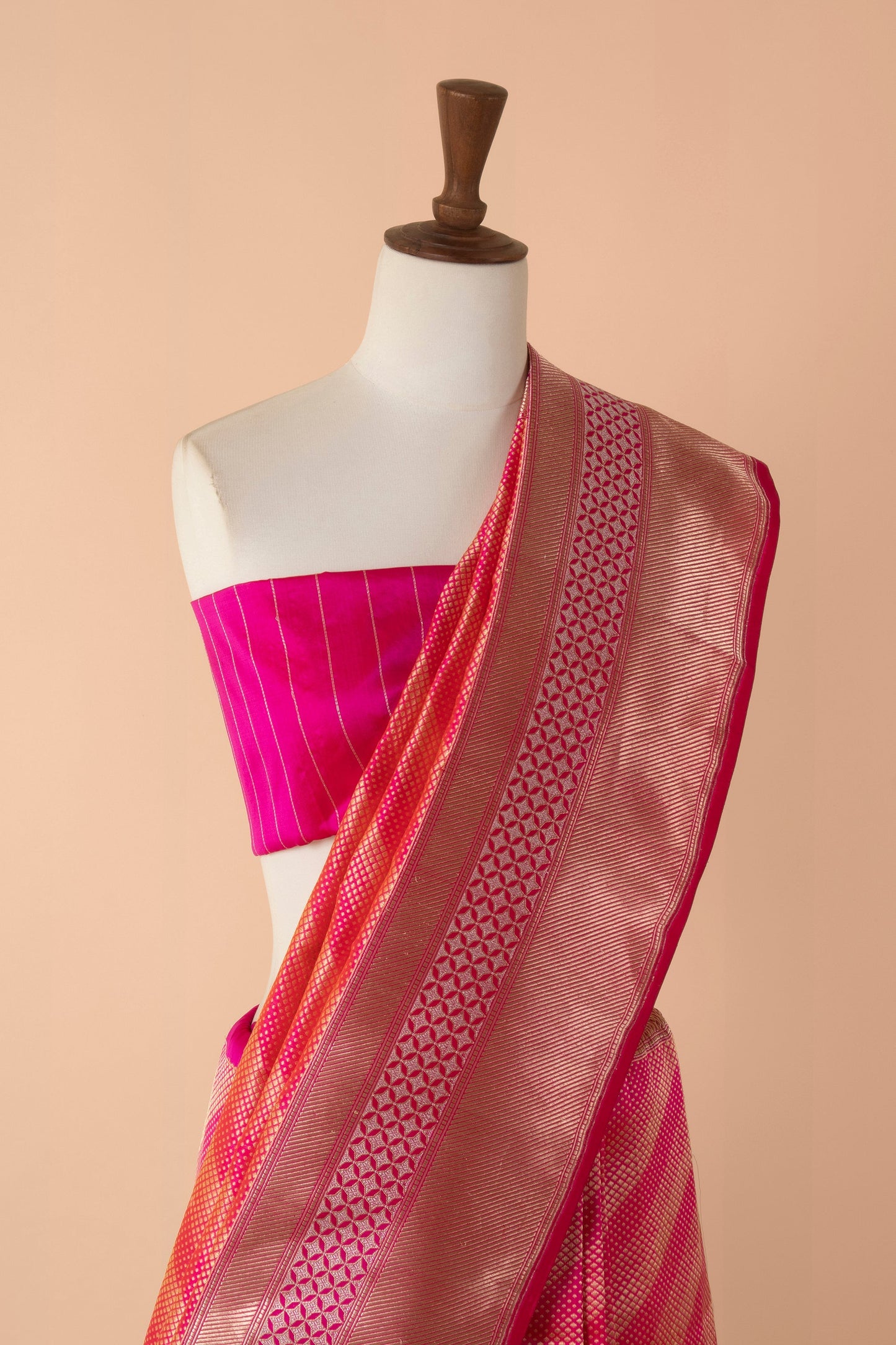 Handwoven Pink Silk Sari