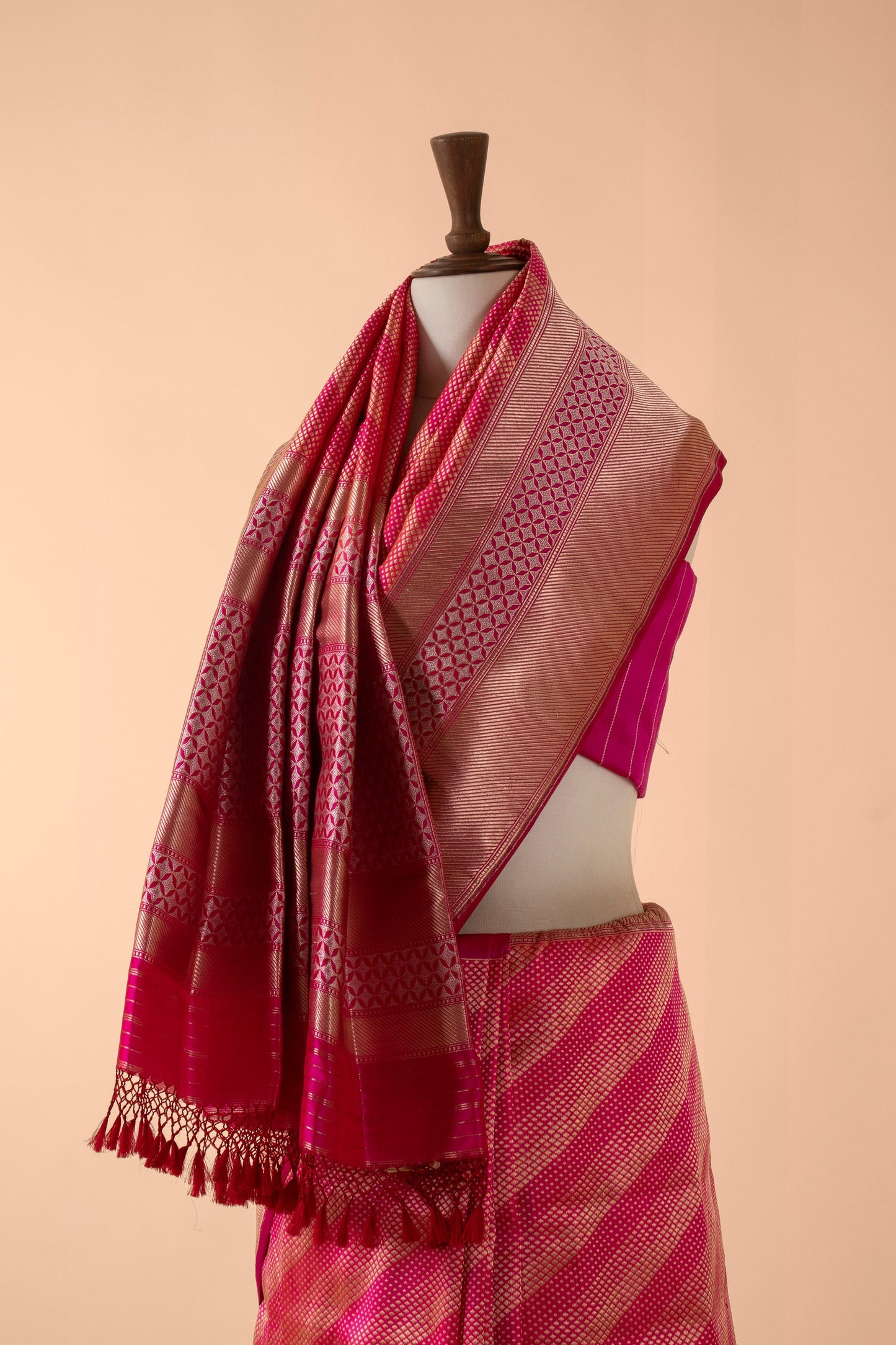 Handwoven Pink Silk Sari