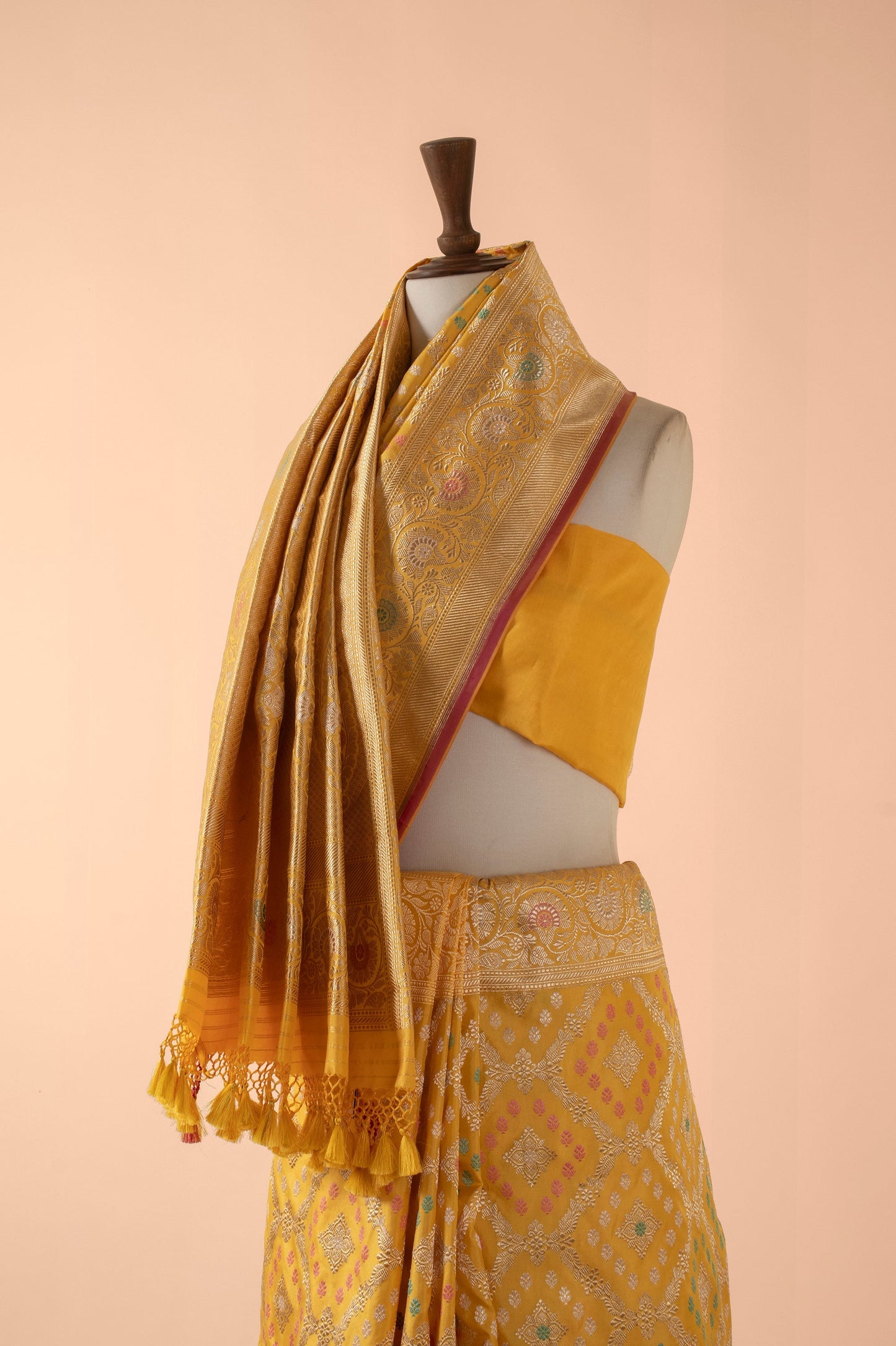 Handwoven Yellow Silk Sari