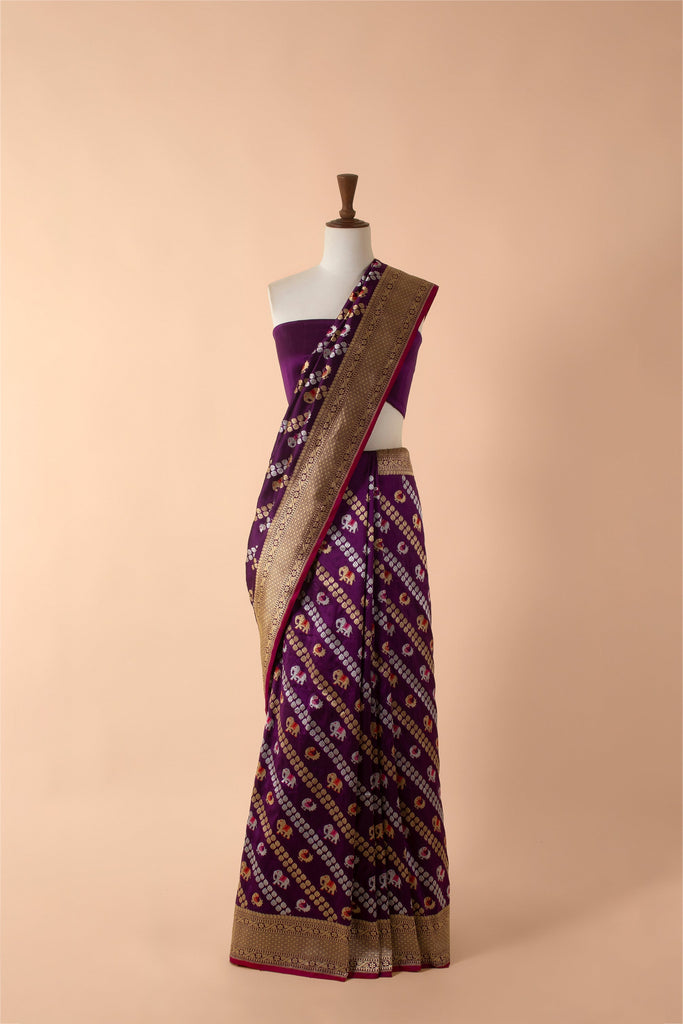 Handwoven Purple Silk Sari