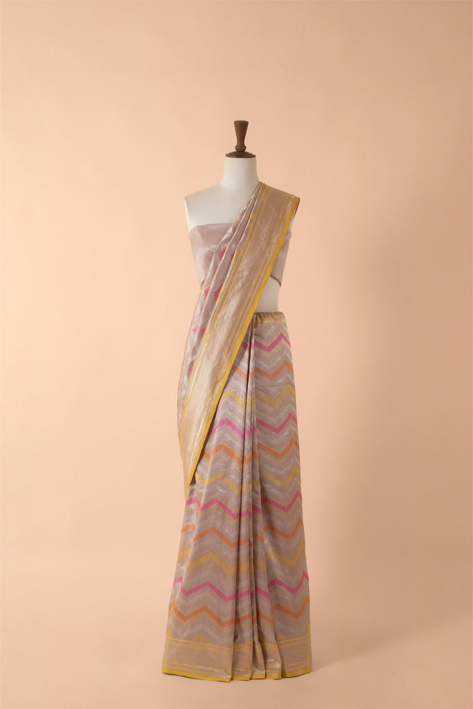 Handwoven Grey Silk Sari