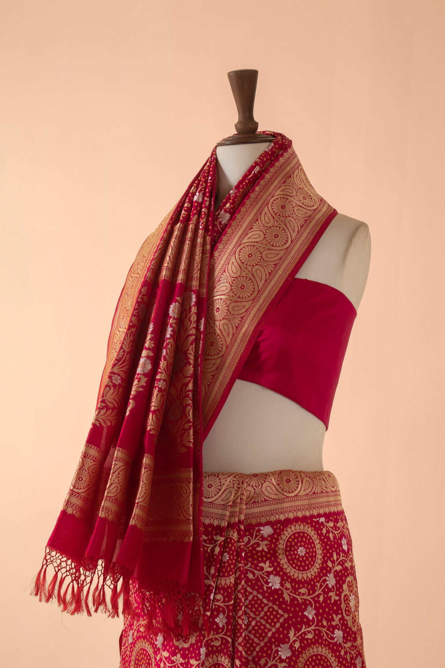 Handwoven Red Silk Sari