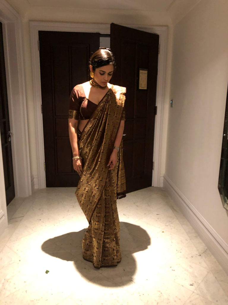 Handwoven Brown Silk Saree