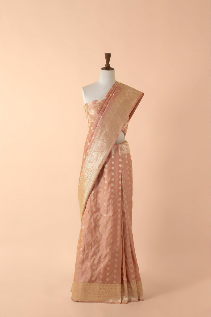 Handwoven Pink Silk Sari