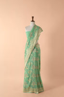Handwoven Green Georgette Sari