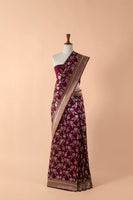 Handwoven Wine Silk Sari
