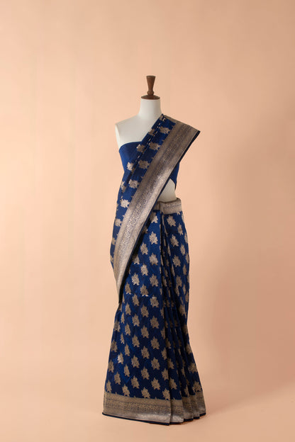 Handwoven Blue Silk Sari