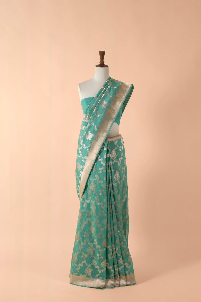 Handwoven Green Silk Sari