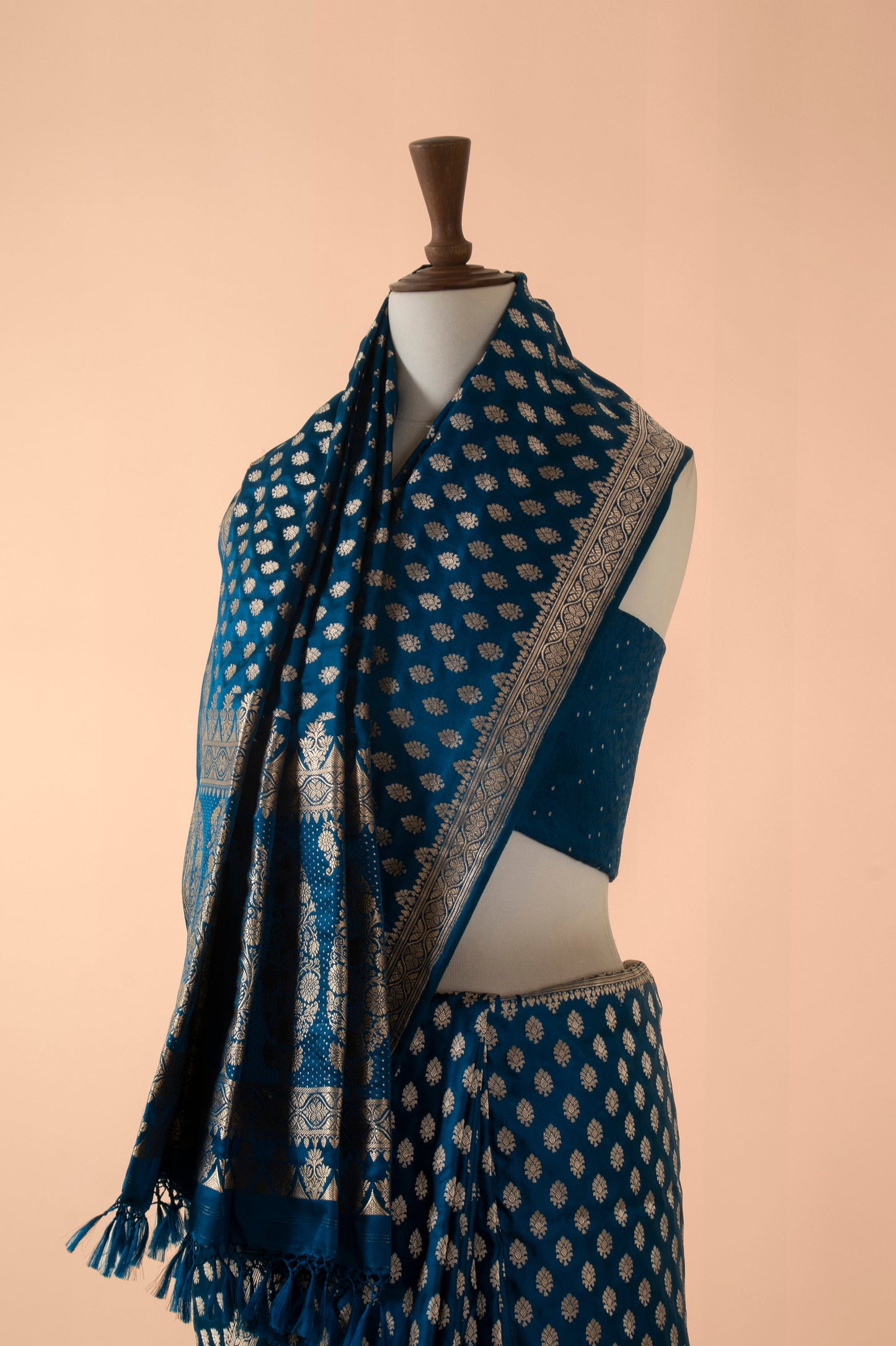 Handwoven Blue Silk Sari