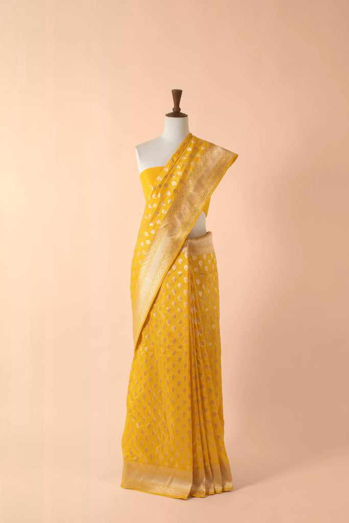 Handwoven Yellow Silk Sari
