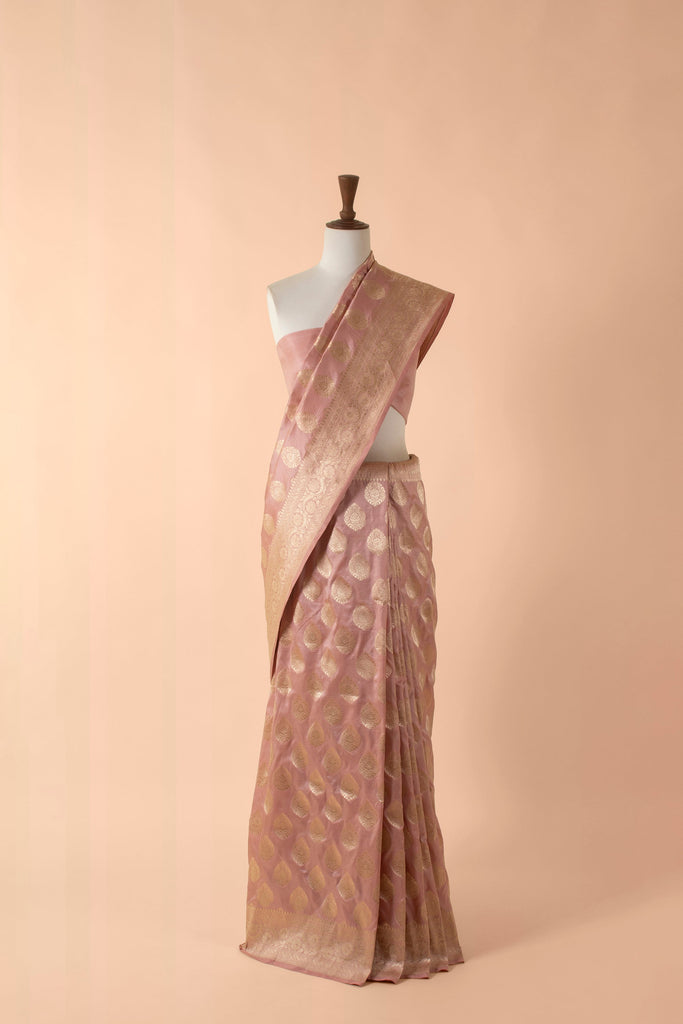 Handwoven Pink Silk Sari