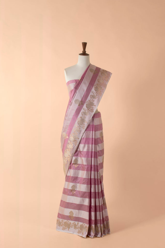 Handwoven Pink Silk Sari