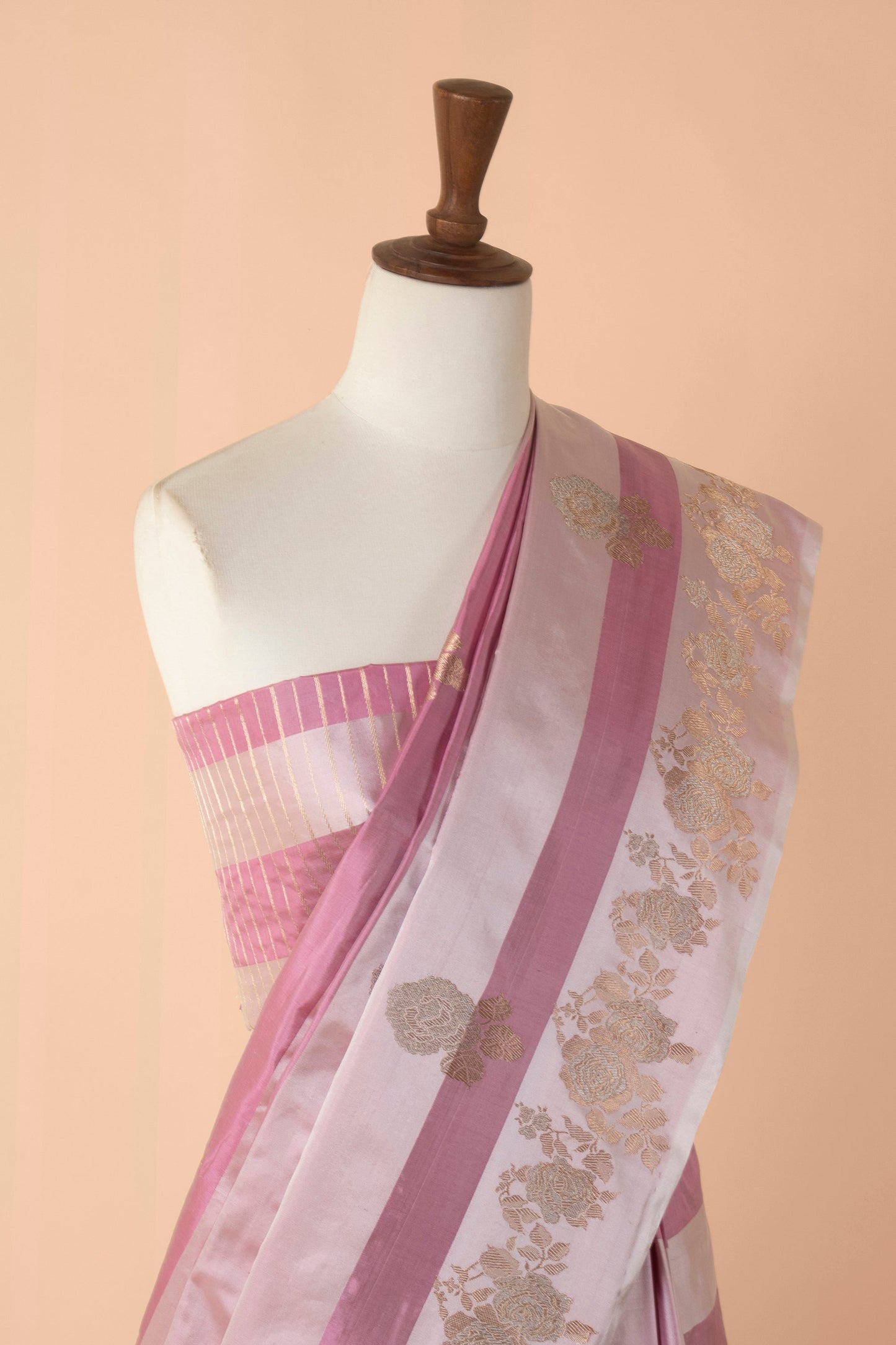 Handwoven Pink Silk Sari