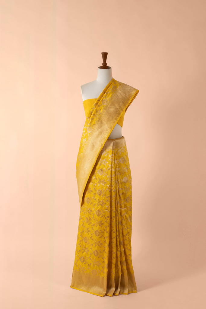 Handwoven Yellow Silk Sari