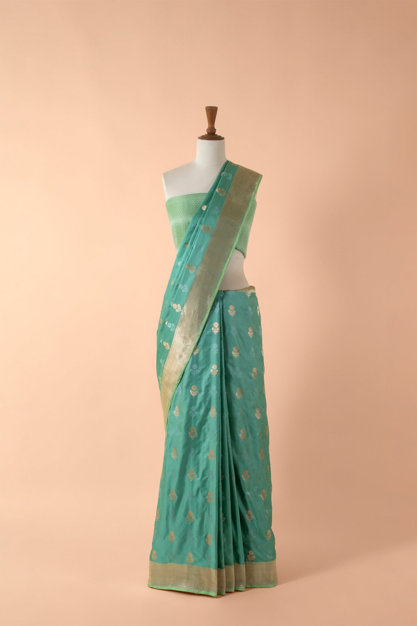 Handwoven Blue Satin Silk Saree